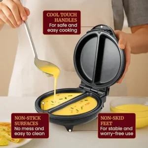 IMAIBMAI™ Non-Stick Dual Omelet & Frittata Maker with Cool Touch Handle